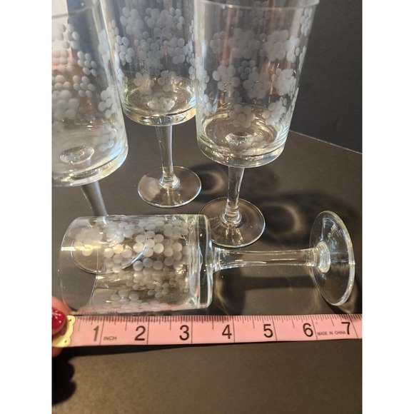 4 MCM Vtg Etched Flowers Floral Sherry Cordial Wine Glasses 7" Aperitif - Picture 5 of 11